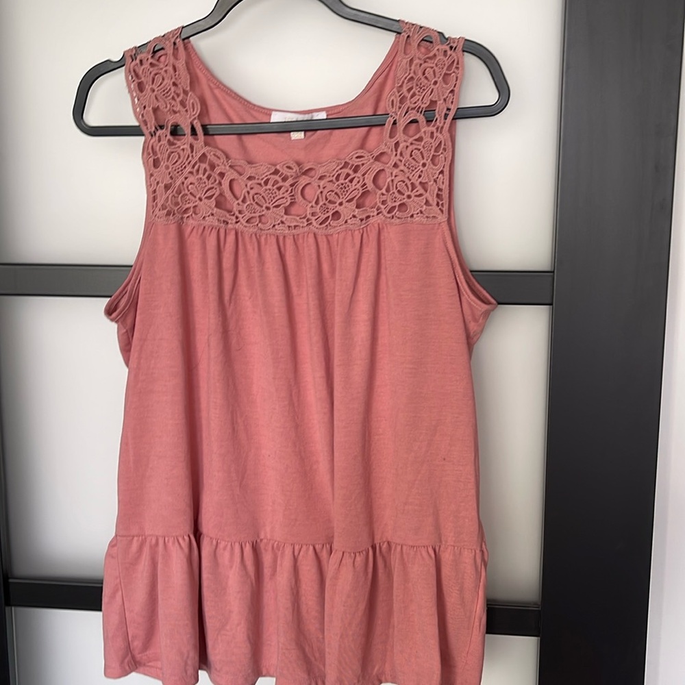 Ivy Ridge, beautiful melon, color, peplum top with embroidery